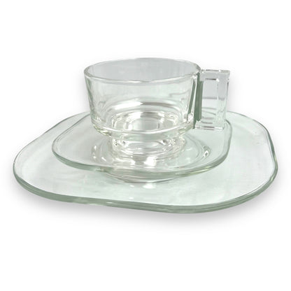 Joe Colombo Italian Arno Glass Trio: Salad plate, teacup & Saucer