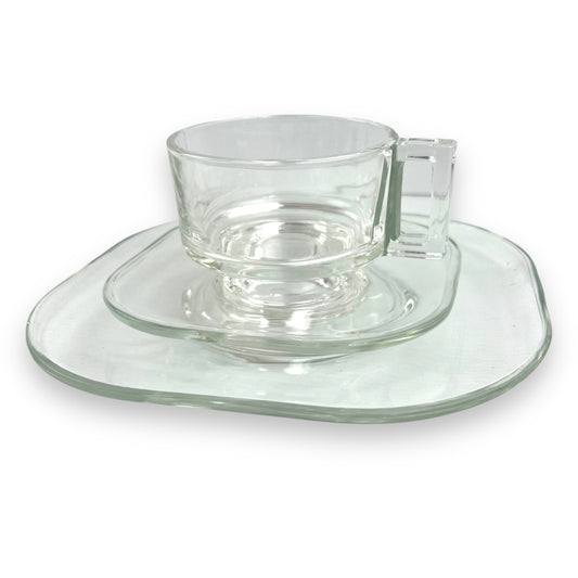 Joe Colombo Italian Arno Glass Trio: Salad plate, teacup & Saucer