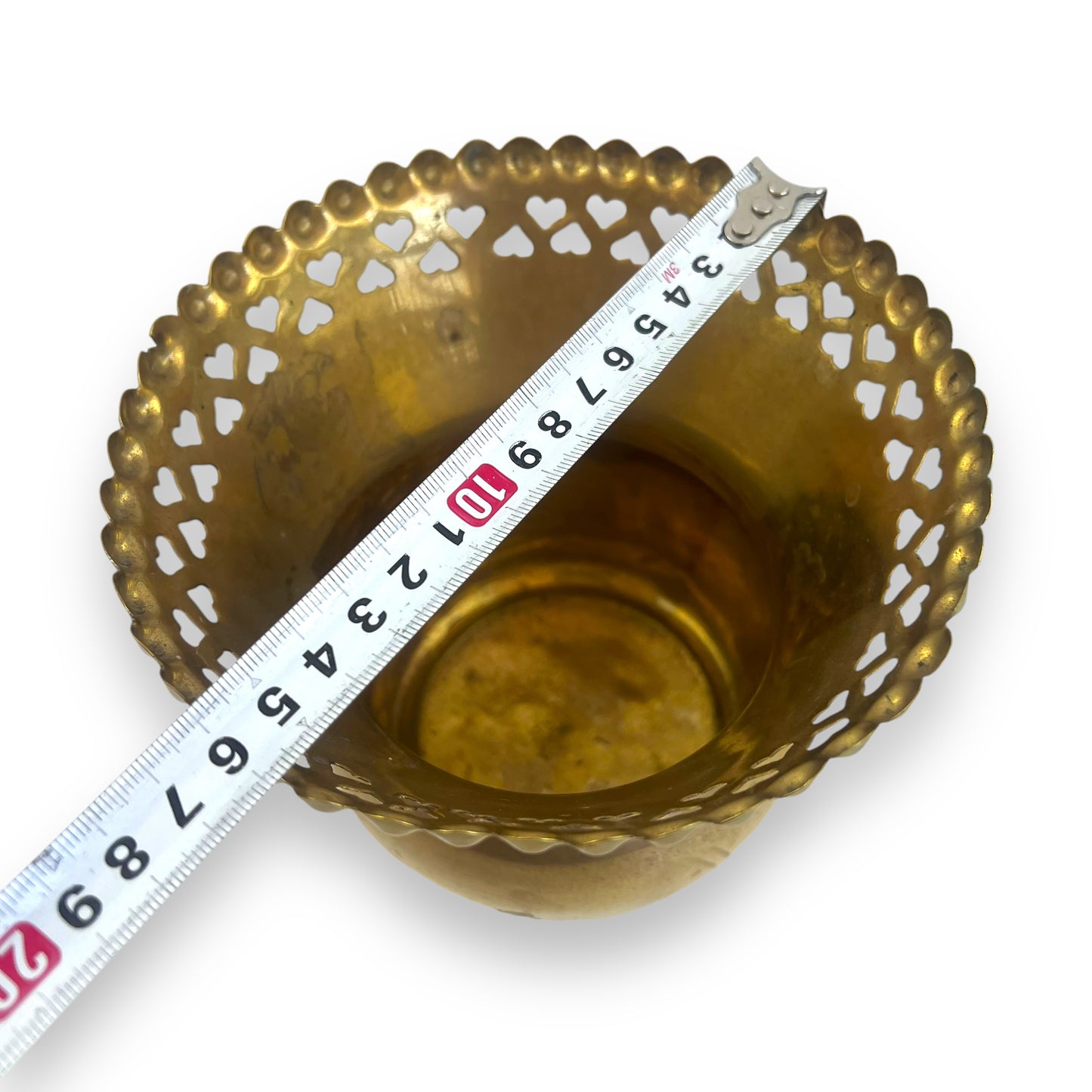 Brass Plant Pot with Heart Cutout Design