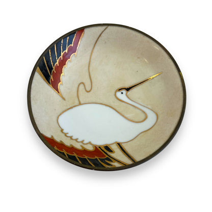 Crane bird bowl hand painted porcelain - made in Japan
