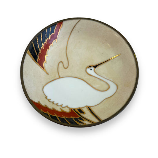 Crane bird bowl hand painted porcelain - made in Japan