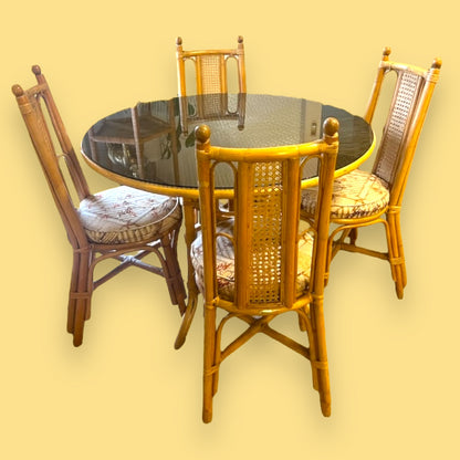 Cane Dining Table & 4 Chairs