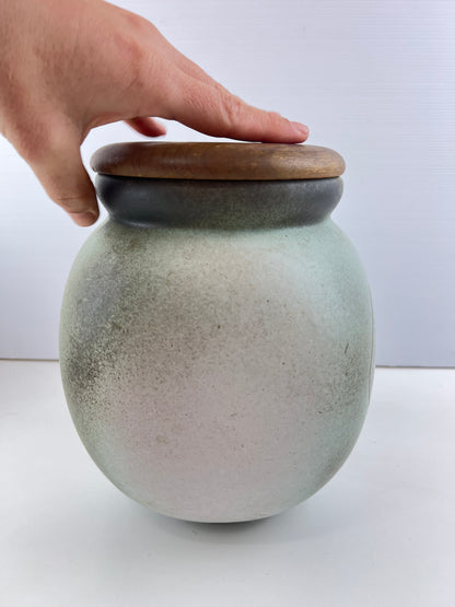 Ellis Pottery Ceramic Flour Canister with Timber Lid