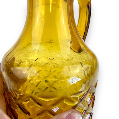 Amber Glass Jug – Diamond Cut Pattern