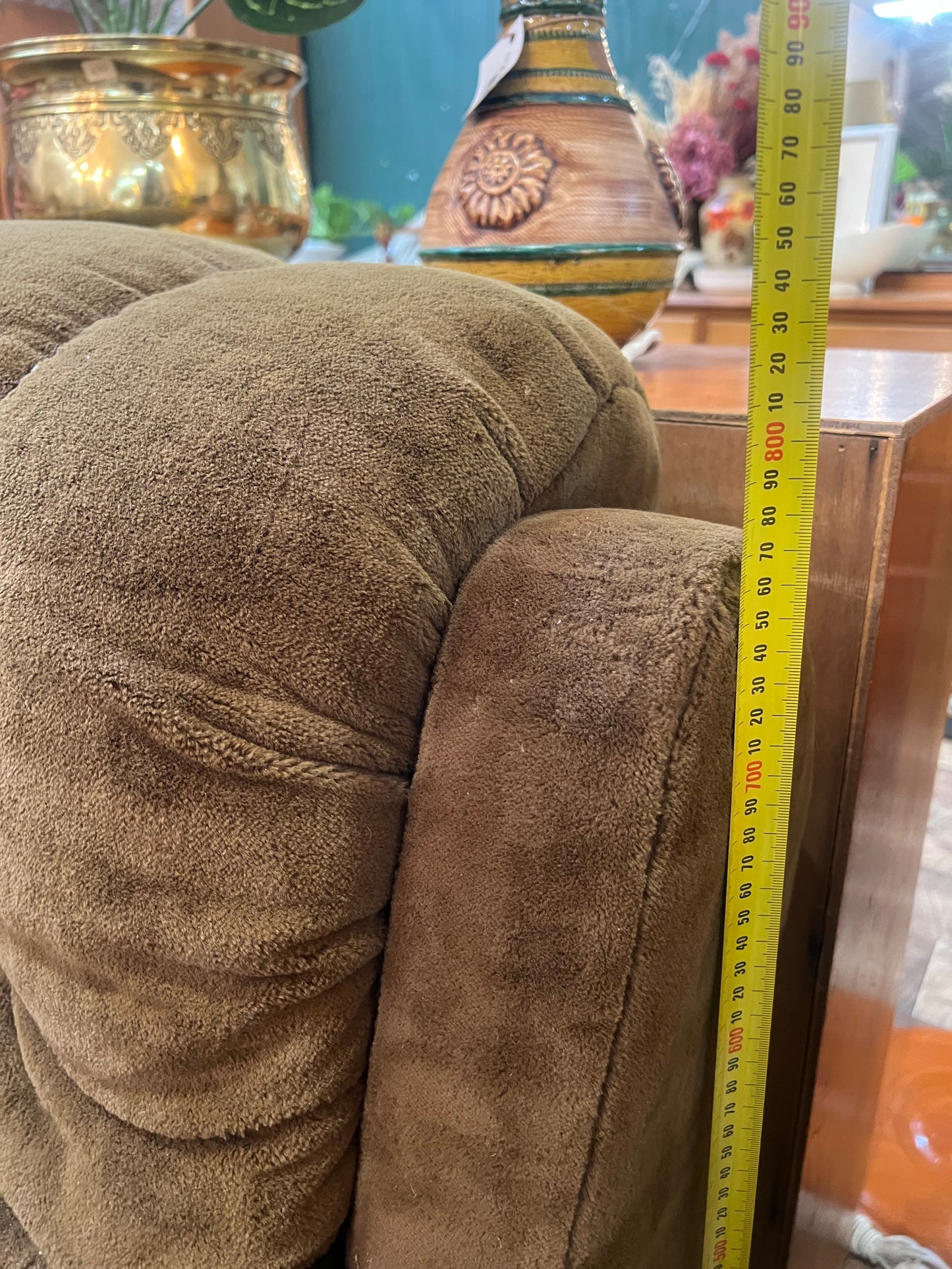 Chunky Brown Two Seater Lounge with Tufted Detailing