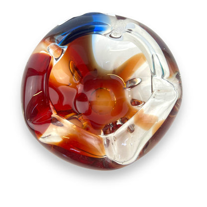 Red & Blue Art Glass Dish
