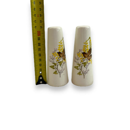 Brown Leaf with yellow flower salt and pepper shaker set