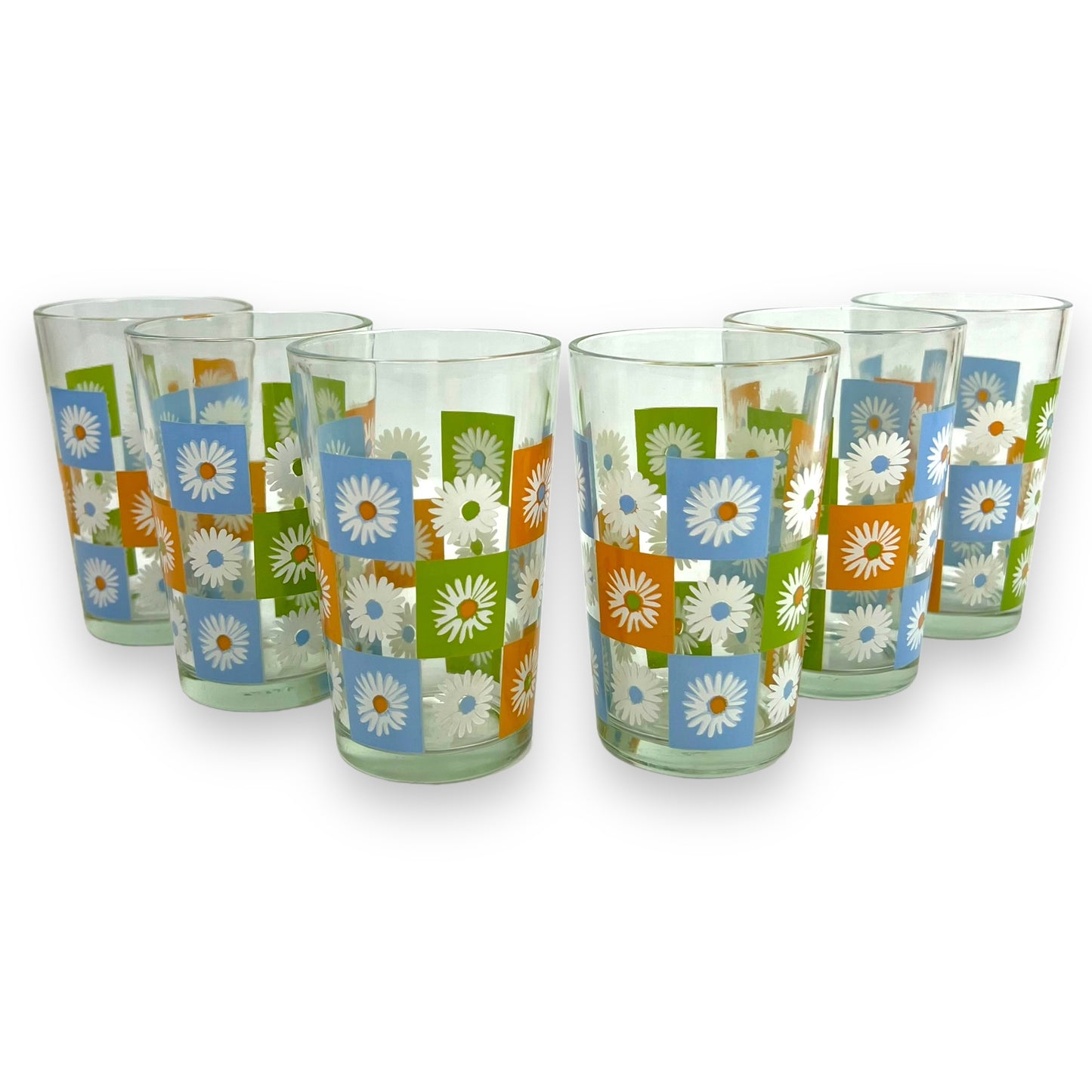Daisy Check Print Glass Set of 6