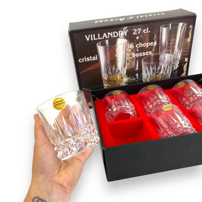 Set of 6 Cristal d’Arques Villandry Lowball Glasses -Vintage French Crystal in Original Box