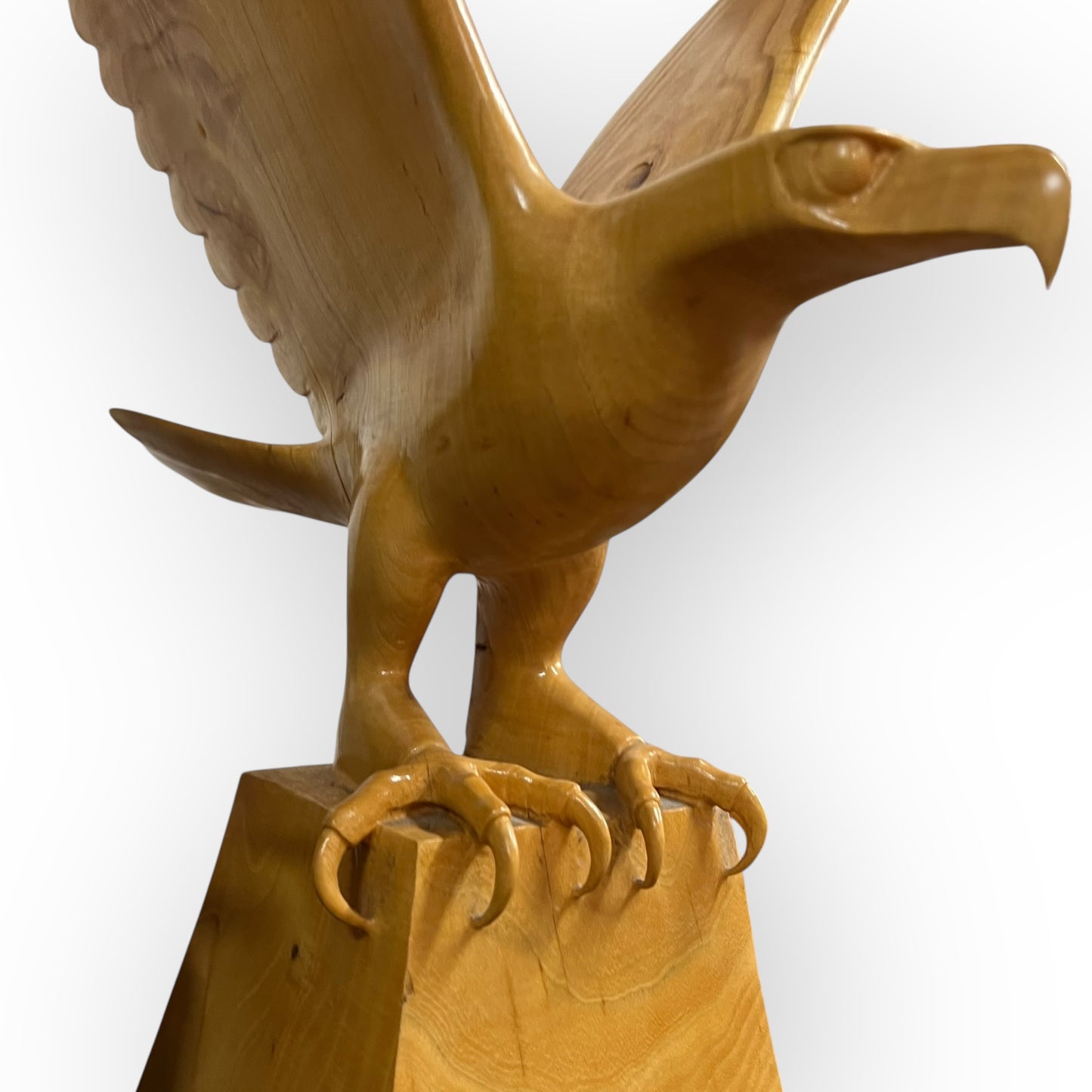 Hand-Carved Wooden Eagle Sculpture — Large Timber Carving