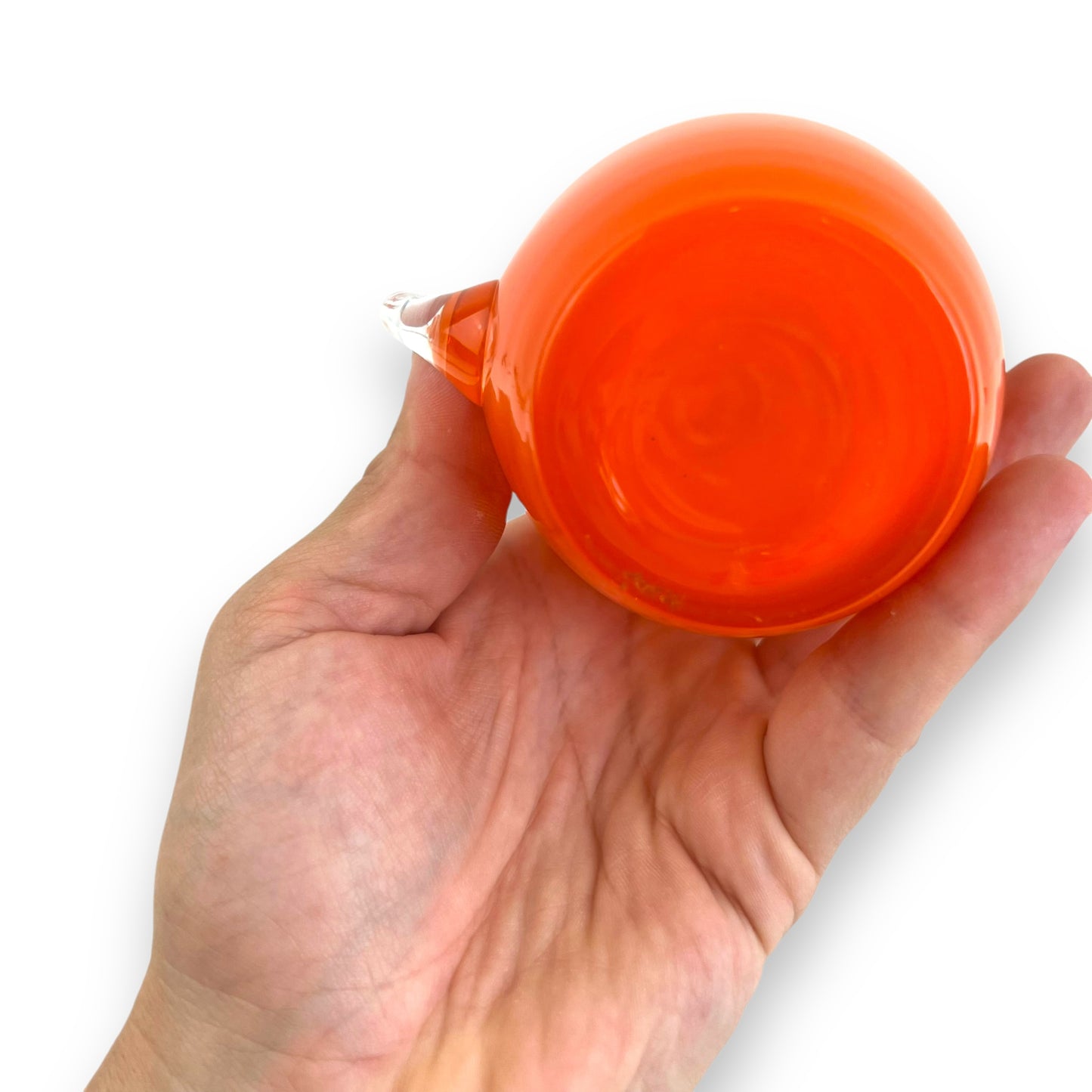 Orange Art Glass Vase with clear handle