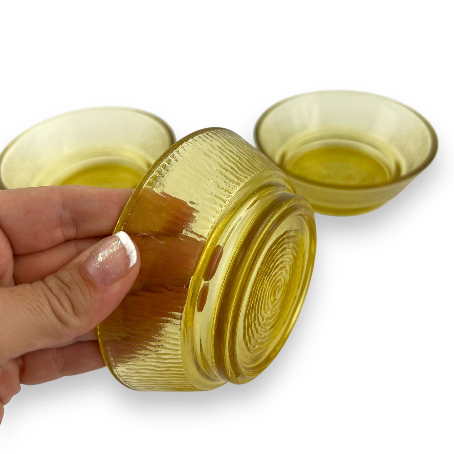 Anchor Hocking Small Amber Glass Bowl Set of 3