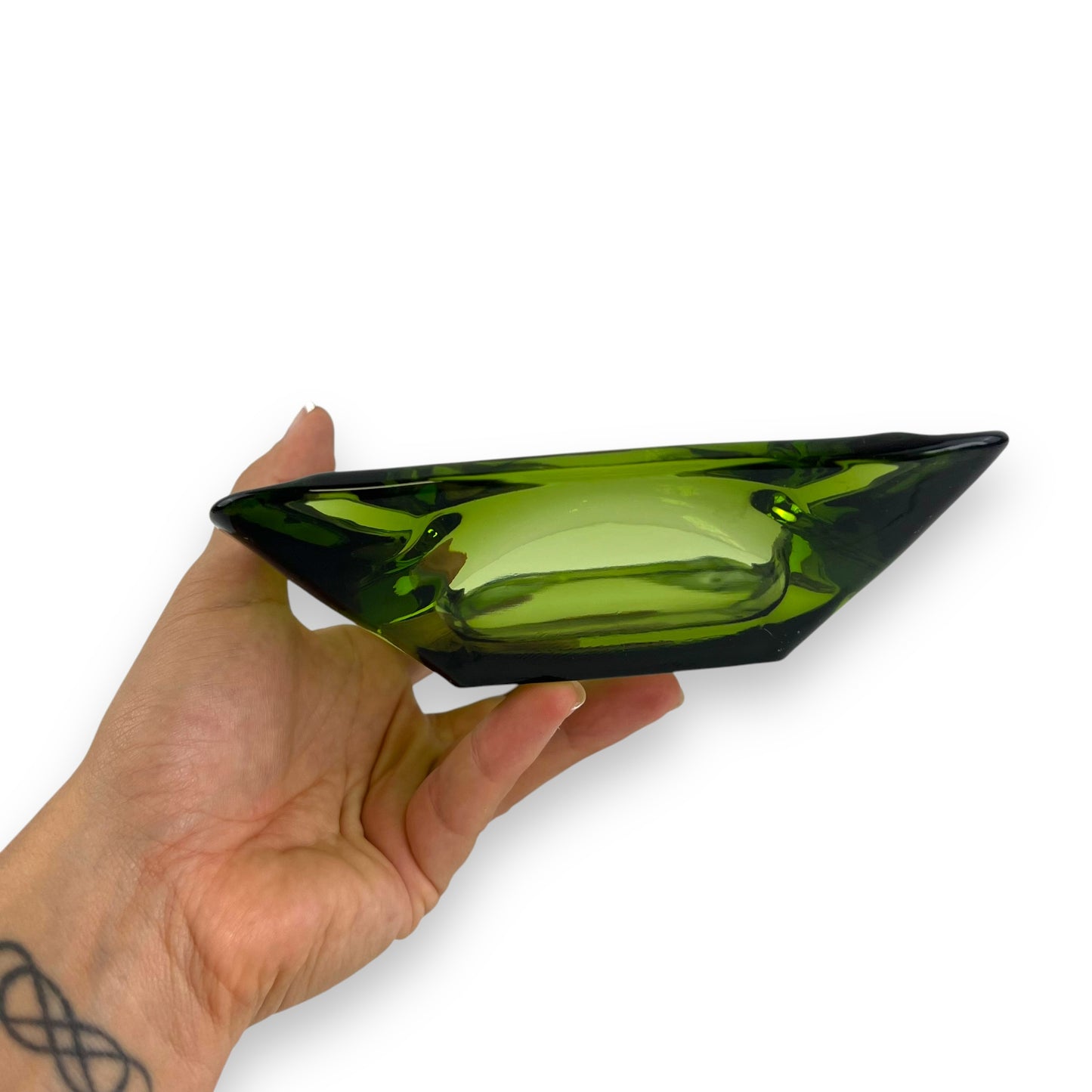 Green Glass Square Ashtray