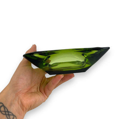 Green Glass Square Ashtray