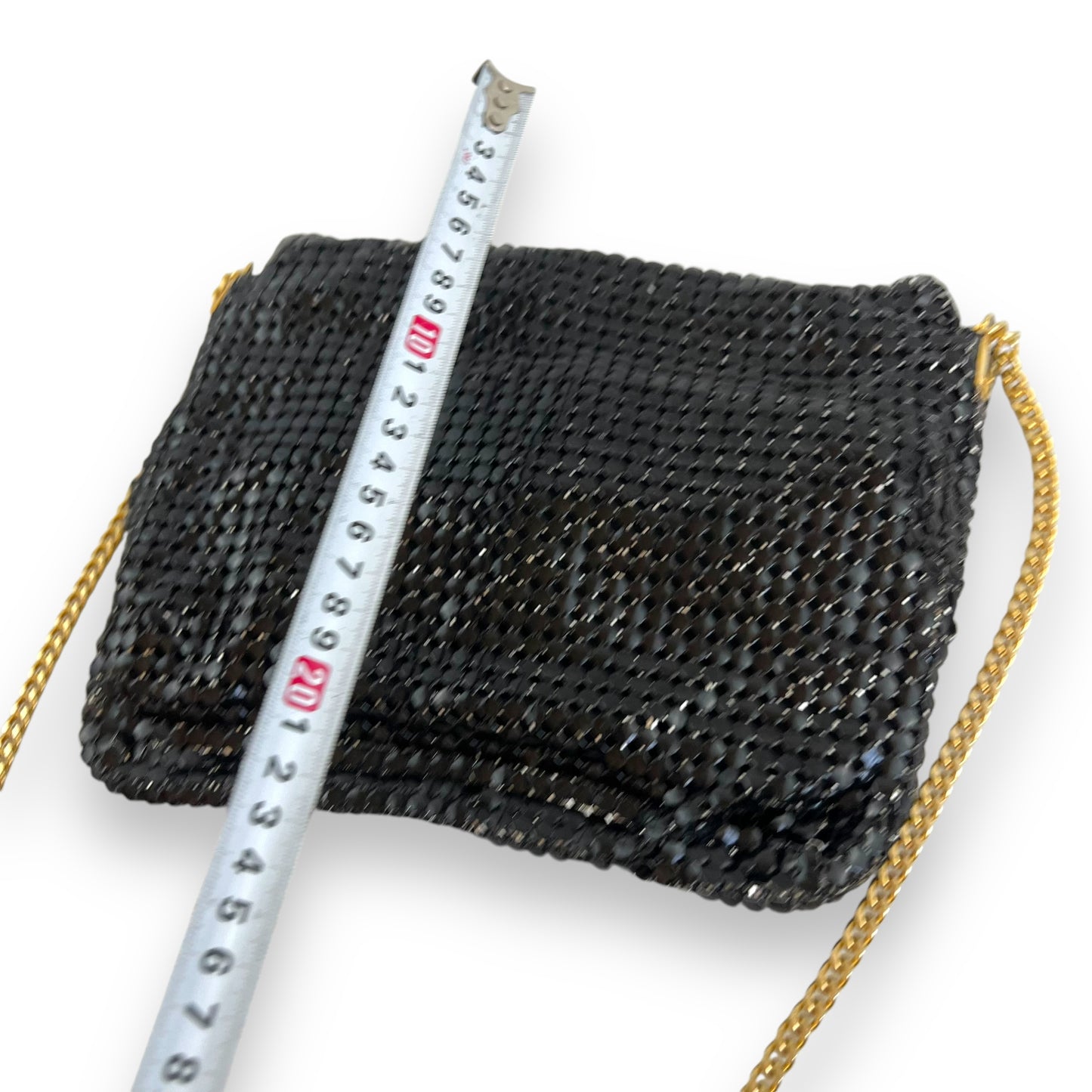 Vintage black mesh purse with gold chain strap
