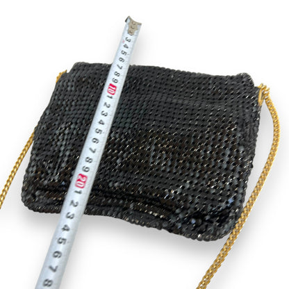 Vintage black mesh purse with gold chain strap