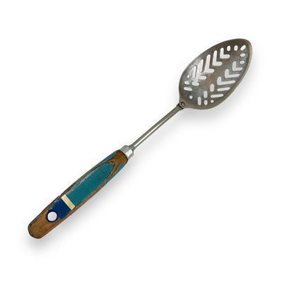 Blue painted Wooden handle spoon