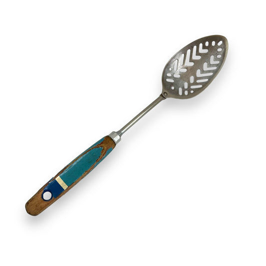 Blue painted Wooden handle spoon