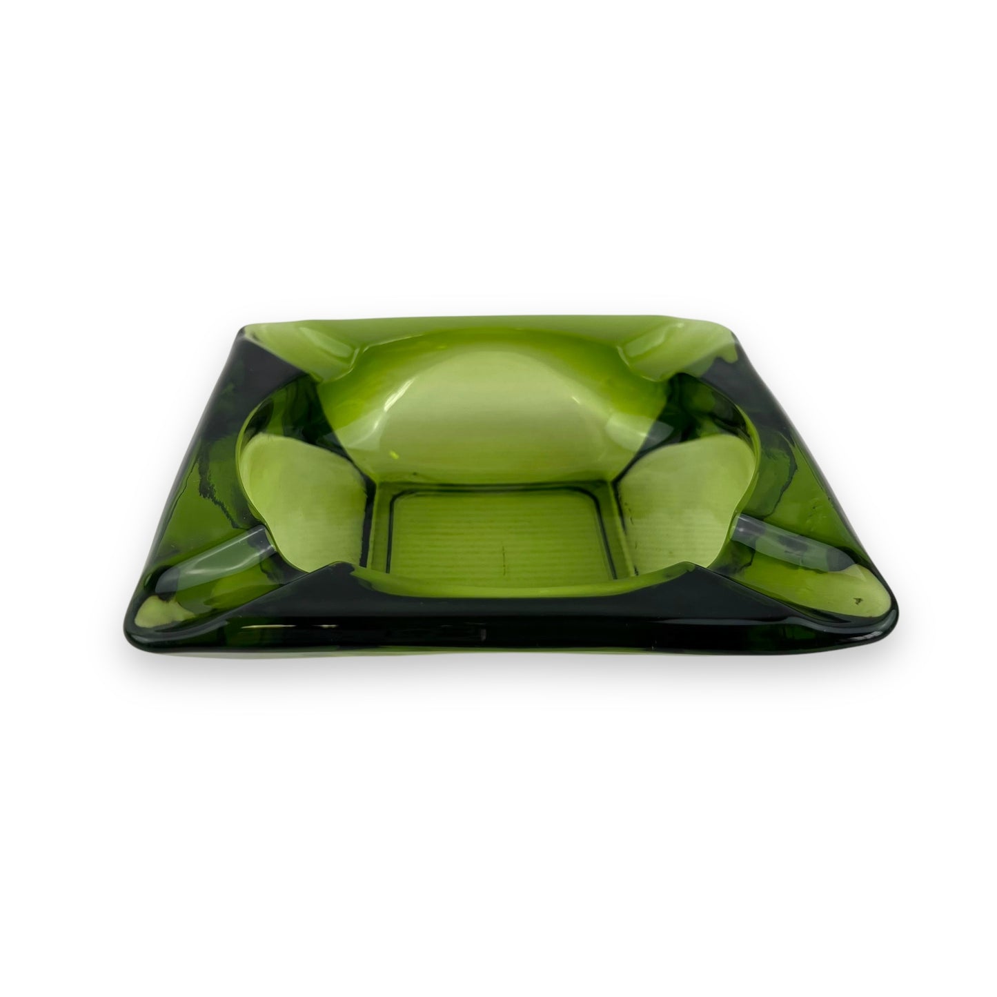 Green Glass Square Ashtray