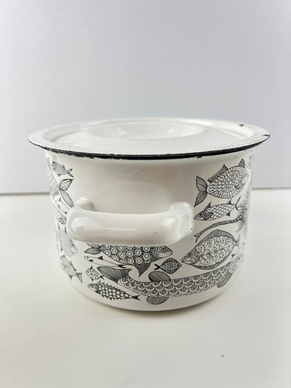 Finel Finland ‘Neptun’ Enamel Lidded Pot – Fish Pattern