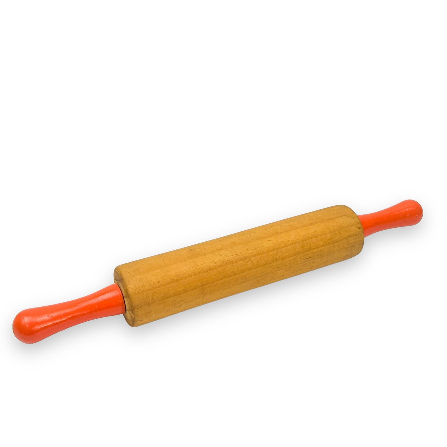 Wooden Rolling pin with orange handles