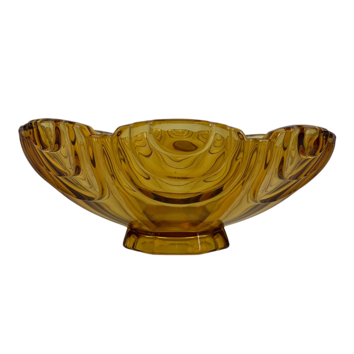 Amber Glass Scallop Edge Bowl