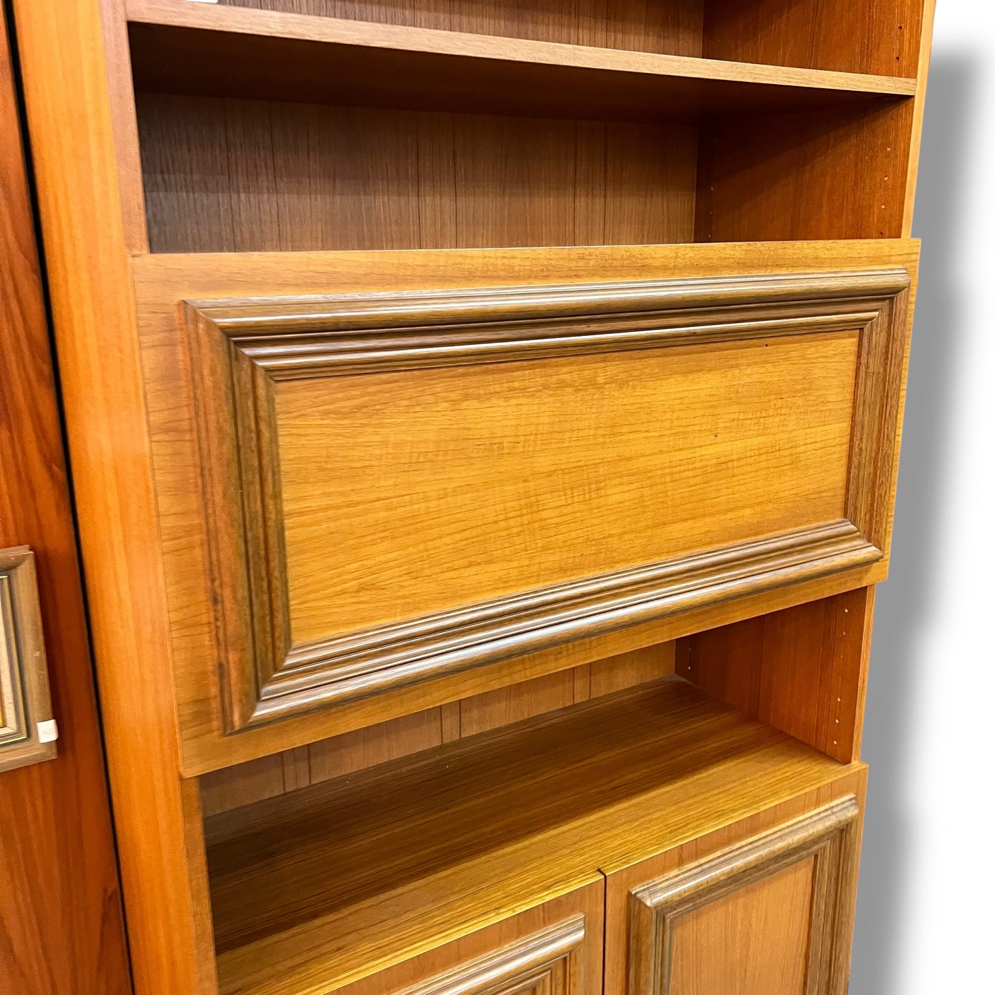 Macrob Pull-Down Bar Cabinet – Mid-Century Teak Drinks & Display Unit