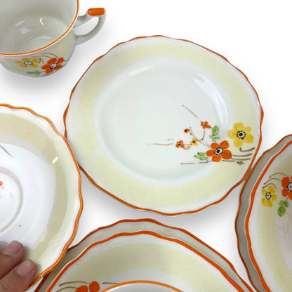 Hand painted flower tea cup set - made in England
