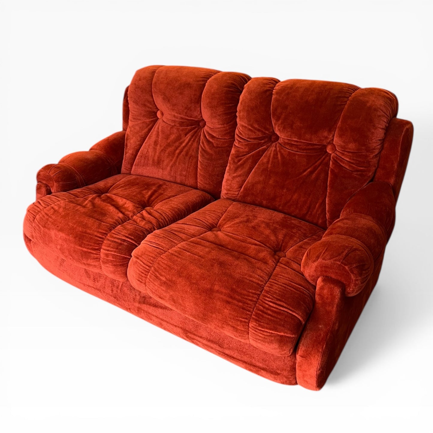 Warm Rustic Red Velvet Two Seater Lounge