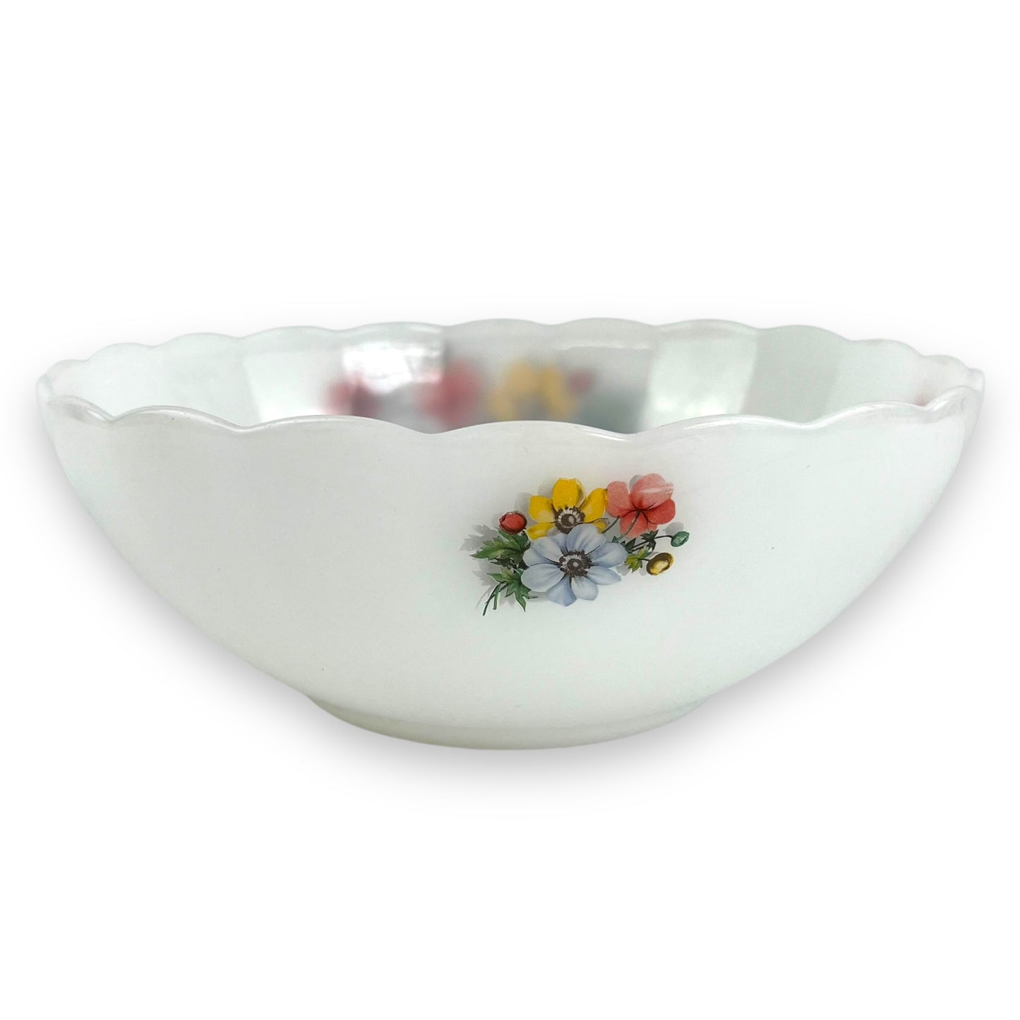 Arcopal France Multicolour flower white glass bowl