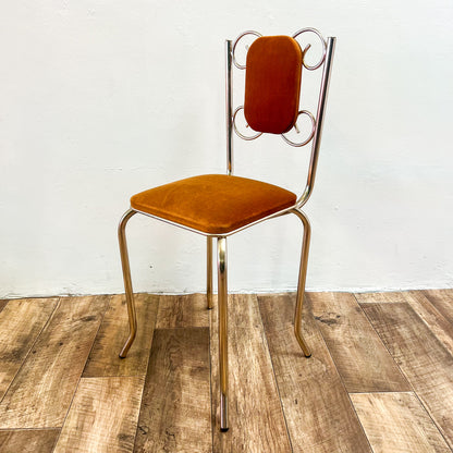 Vintage Burnt Orange Swirl Brass Chair