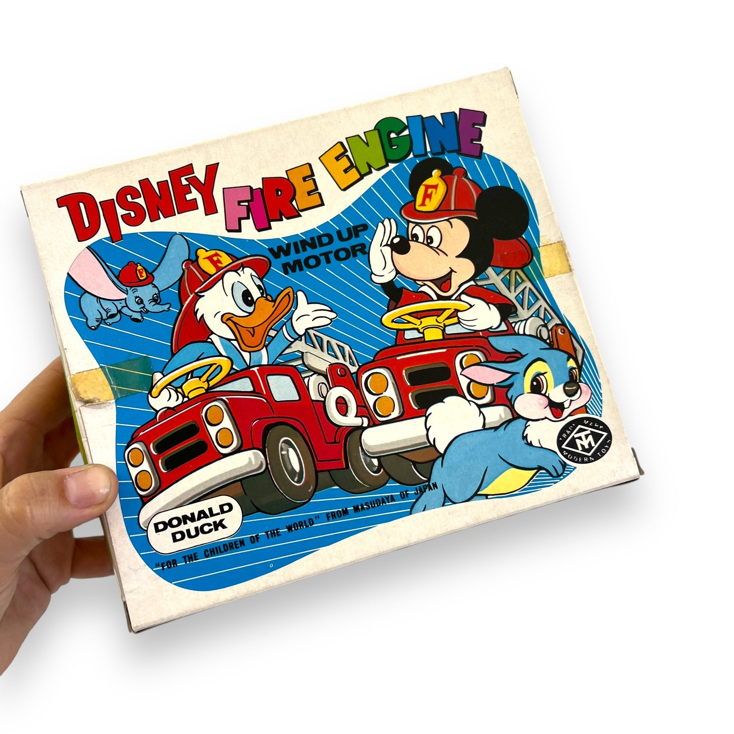 Disney Wind-Up Donald Duck Fire Engine Toy - Original Box - Collectible Japan Toy