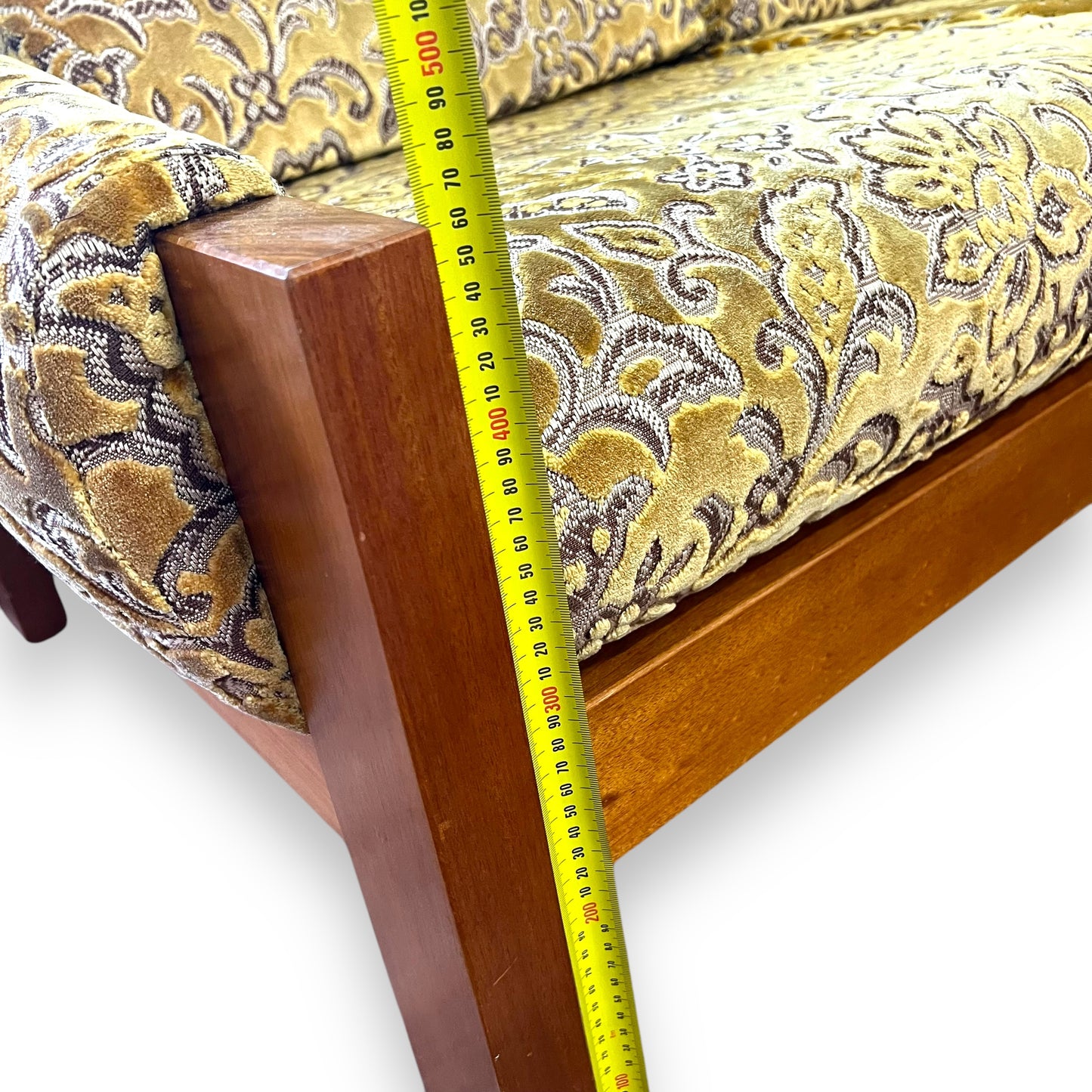 1970s 3 Seater lounge gold floral velour upholstery