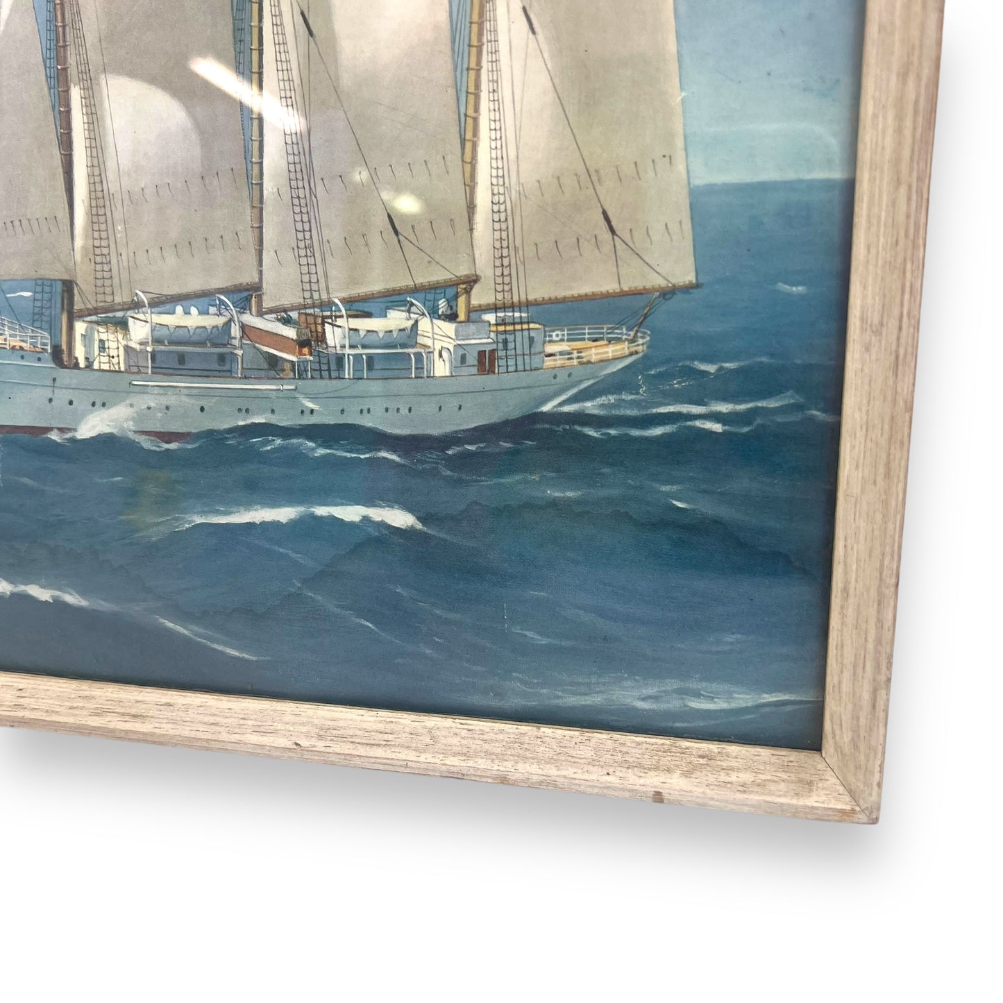 Nautical Boat Print in White Frame by Laurence Dunn – Deep Sea Windjammer & Mercator Sailing Ships