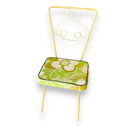 Yellow and green flower metal swirl chair