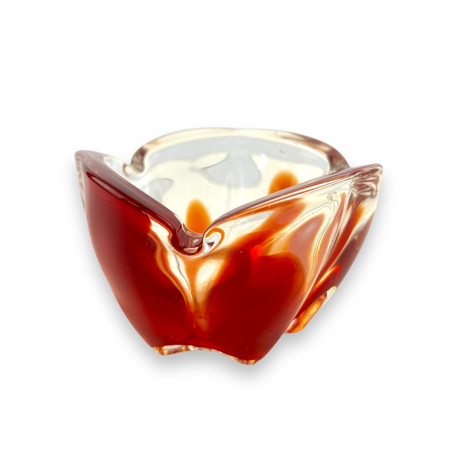 Red and clear Art Glass dish