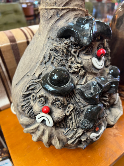 Sculptural Studio Pottery Clown Face Lamp Base