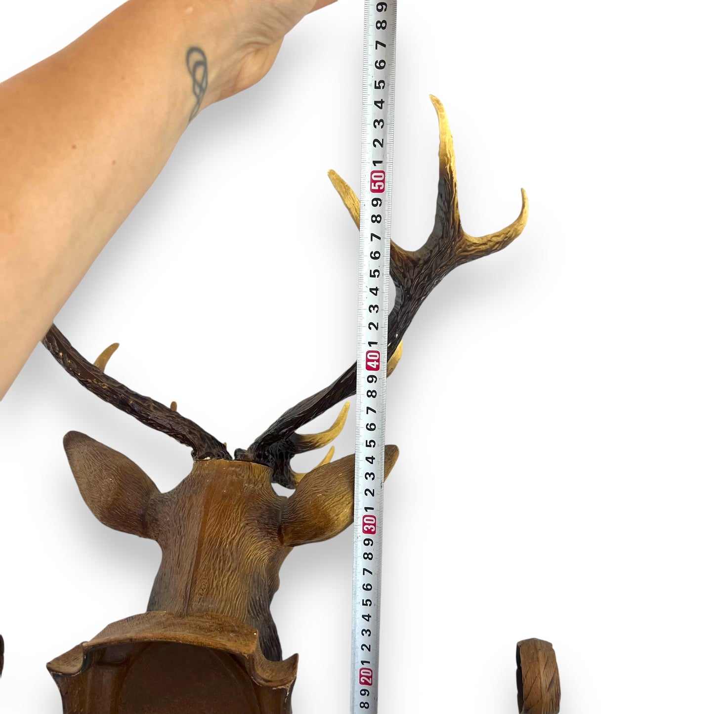 Fisher France Plastic Elk Stag Deer Head Coat Rack - Faux Antler Wall Hanging