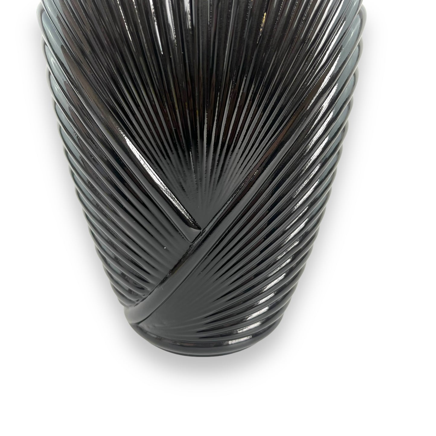 Black 1980s ribbed glass vase