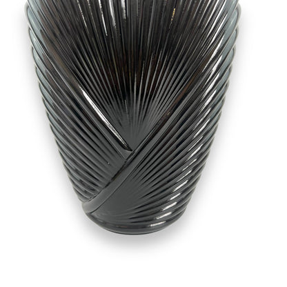 Black 1980s ribbed glass vase