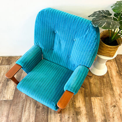Sleigh Base Blue Striped Single Chair