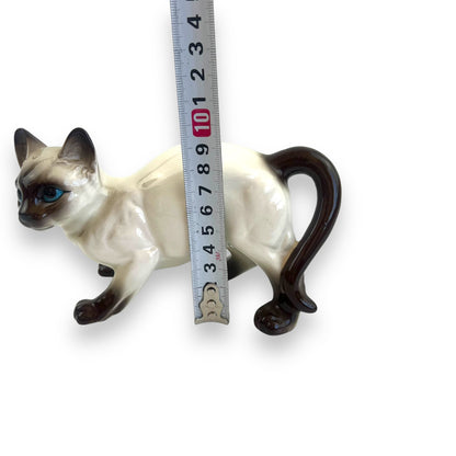 Siamese Cat Figurine, Hand-Painted Ceramic Cat