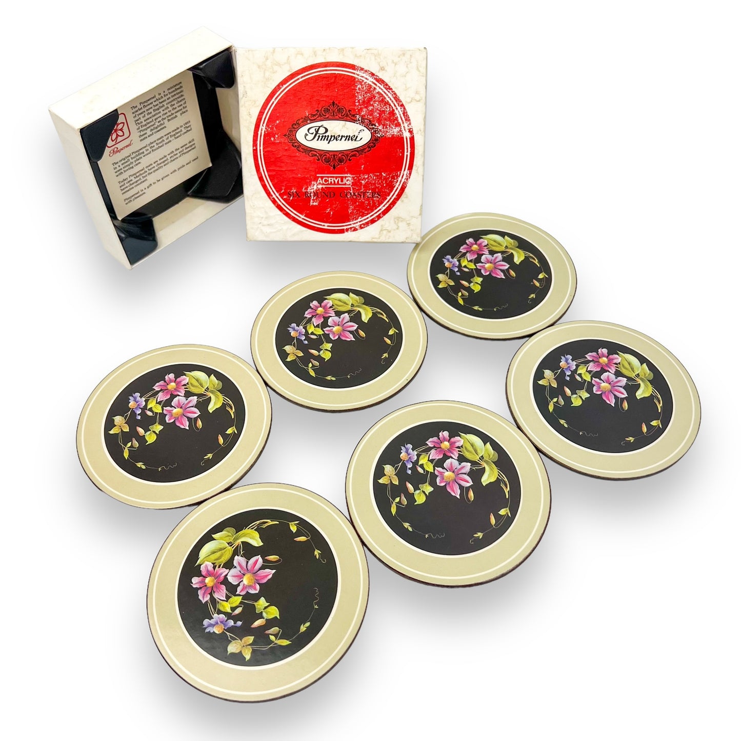 Pimpernell Flower Drink Coasters with cork back in box