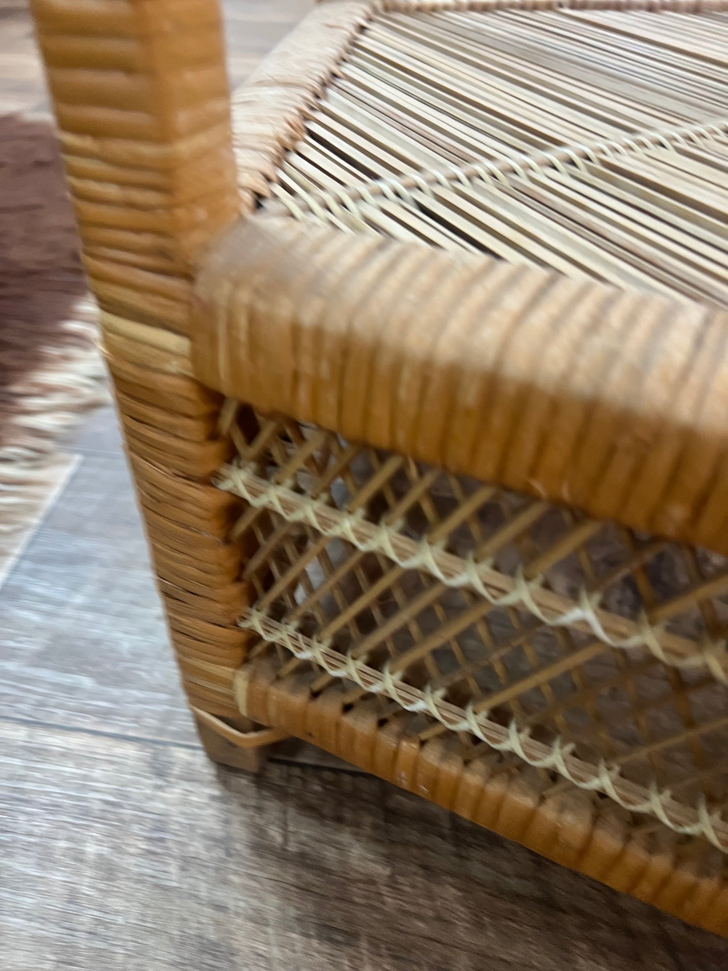 Cane & Rattan Pentagon Corner Shelf – 4 Tier Display Stand