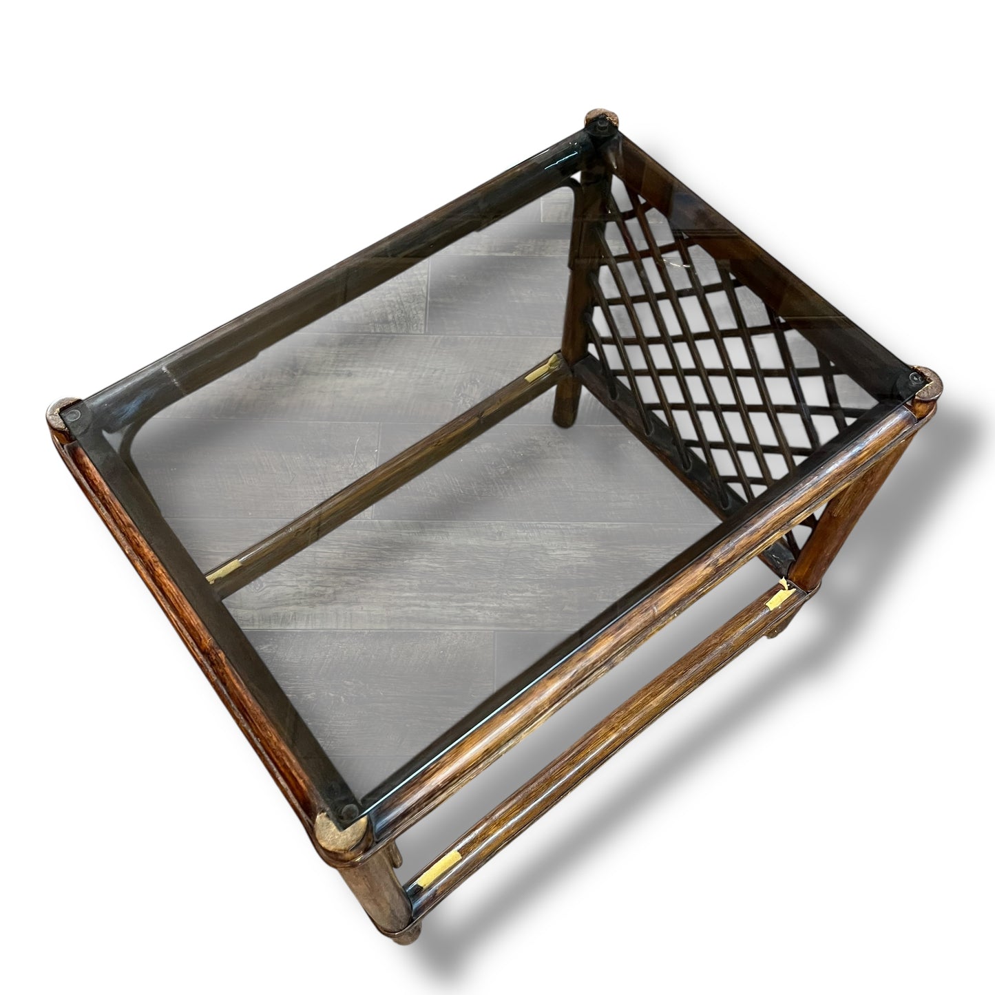 Brown Cane & Smoked Glass Side Table
