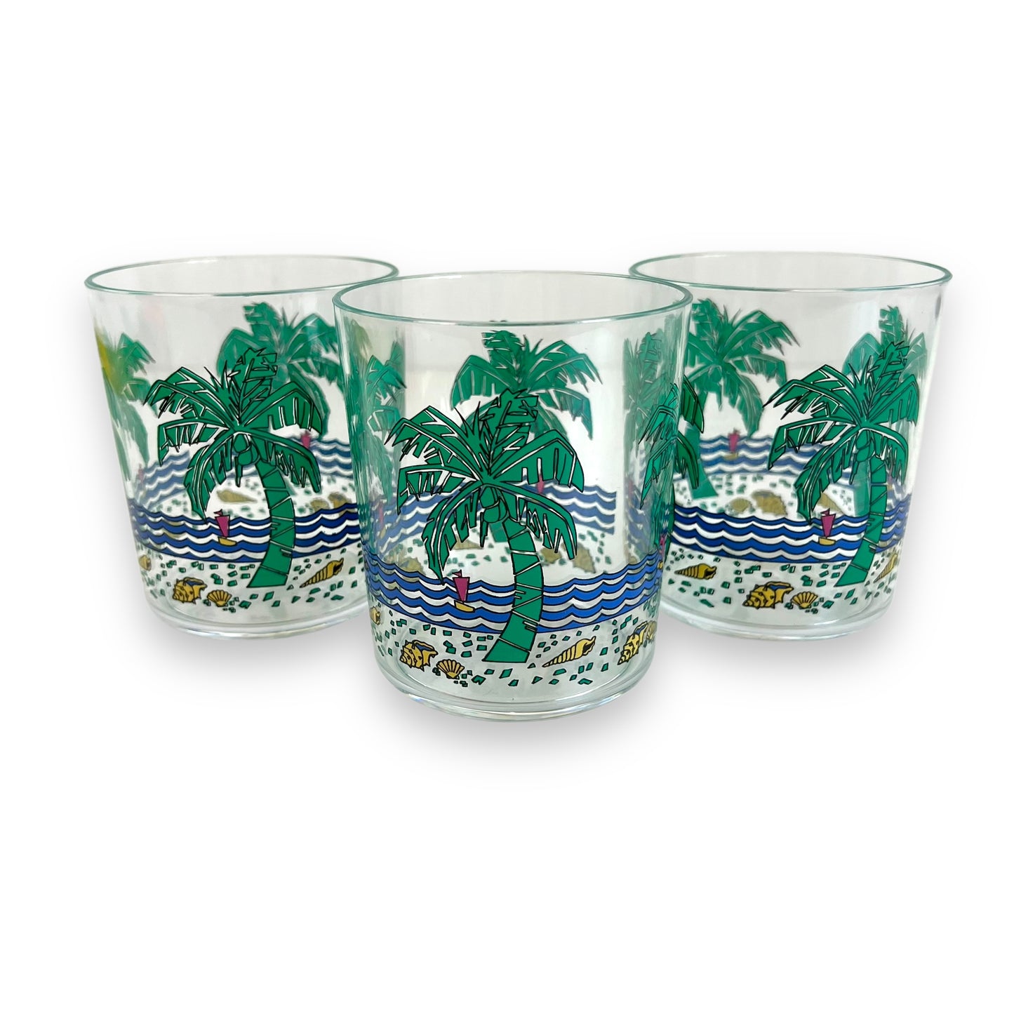 Palm Tree Plastic Tumbler Set of 3
