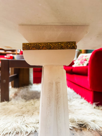 Alabastor Pedestal Side Table with Brass Detail