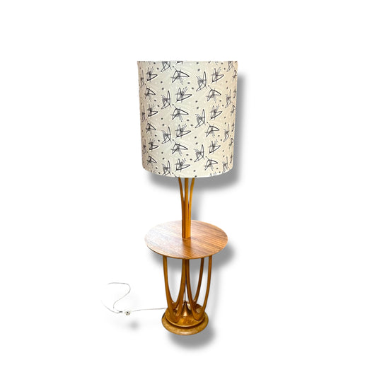 Atomic Floor Lamp with Built-In Table & Atomic Print Shade