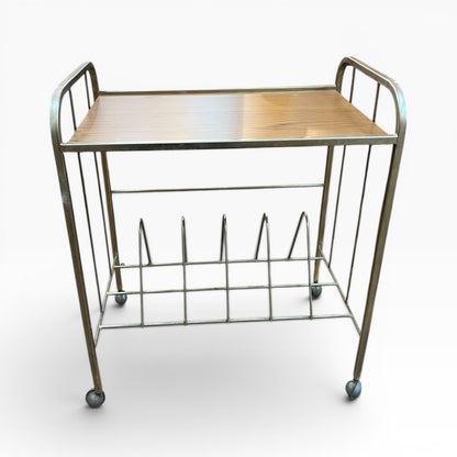 Record Storage Rack with Stereo Shelf on Castors
