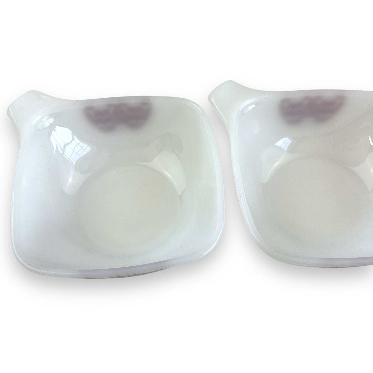 Crown Pyrex Ovenware Milk Glass Ramekin Set – Brown & White Floral Design